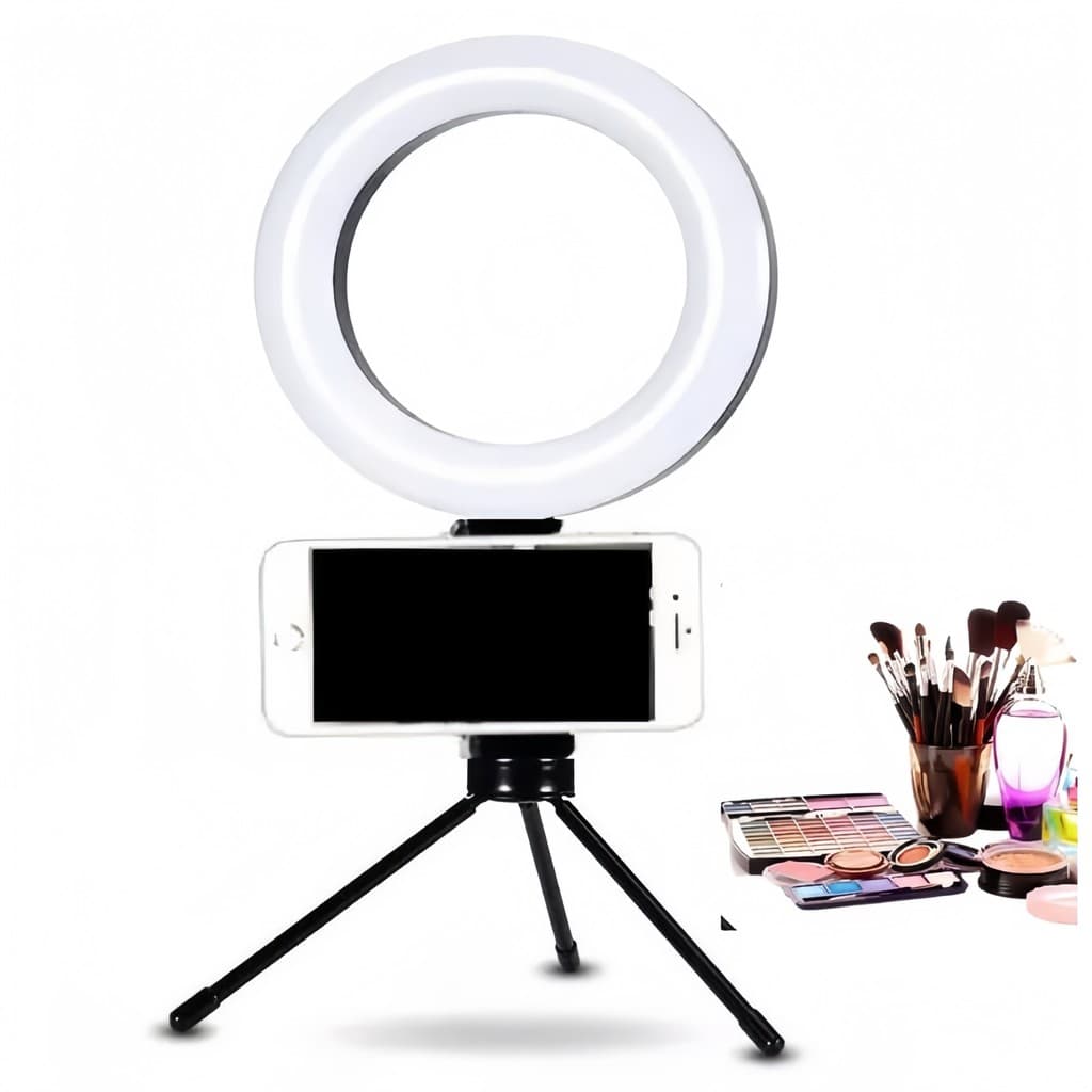 Ring Light Mesa Iluminador De Led 6 Polegadas Com Suporte Celular 16CM Origina