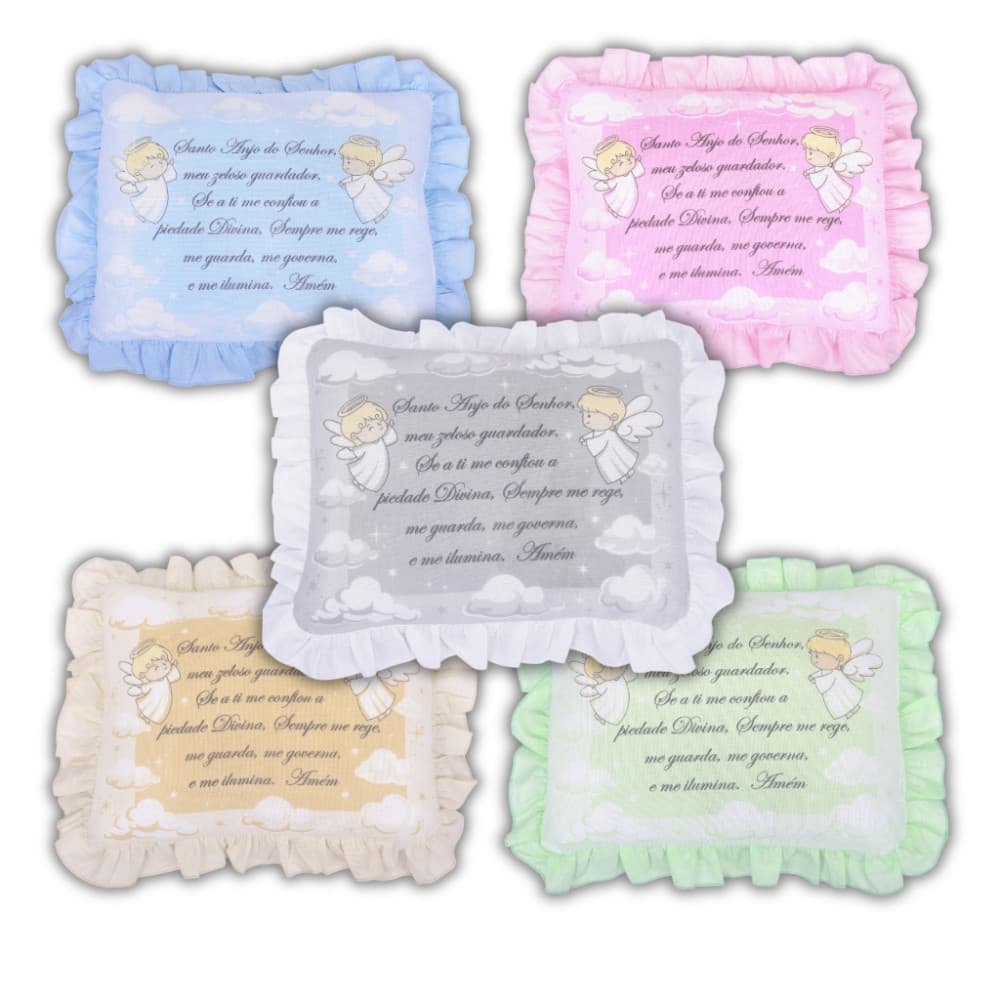 Travesseiro de Oração Santo Anjo do Senhor para Bebê – 100% Algodão