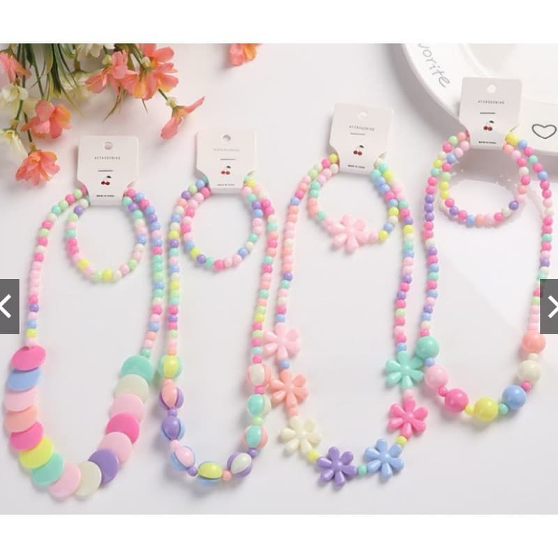 Kit Colar e Pulseira Feminina Miçanga Infantil Alta Qualidade