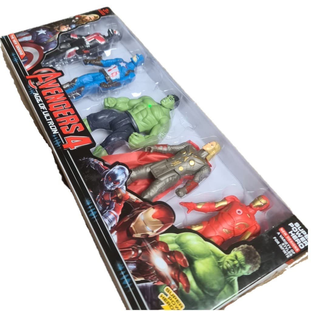 Kit Bonecos Super Heróis Avengers Marvel 5 Figuras de Ação 15 cm Articuláveis Herois