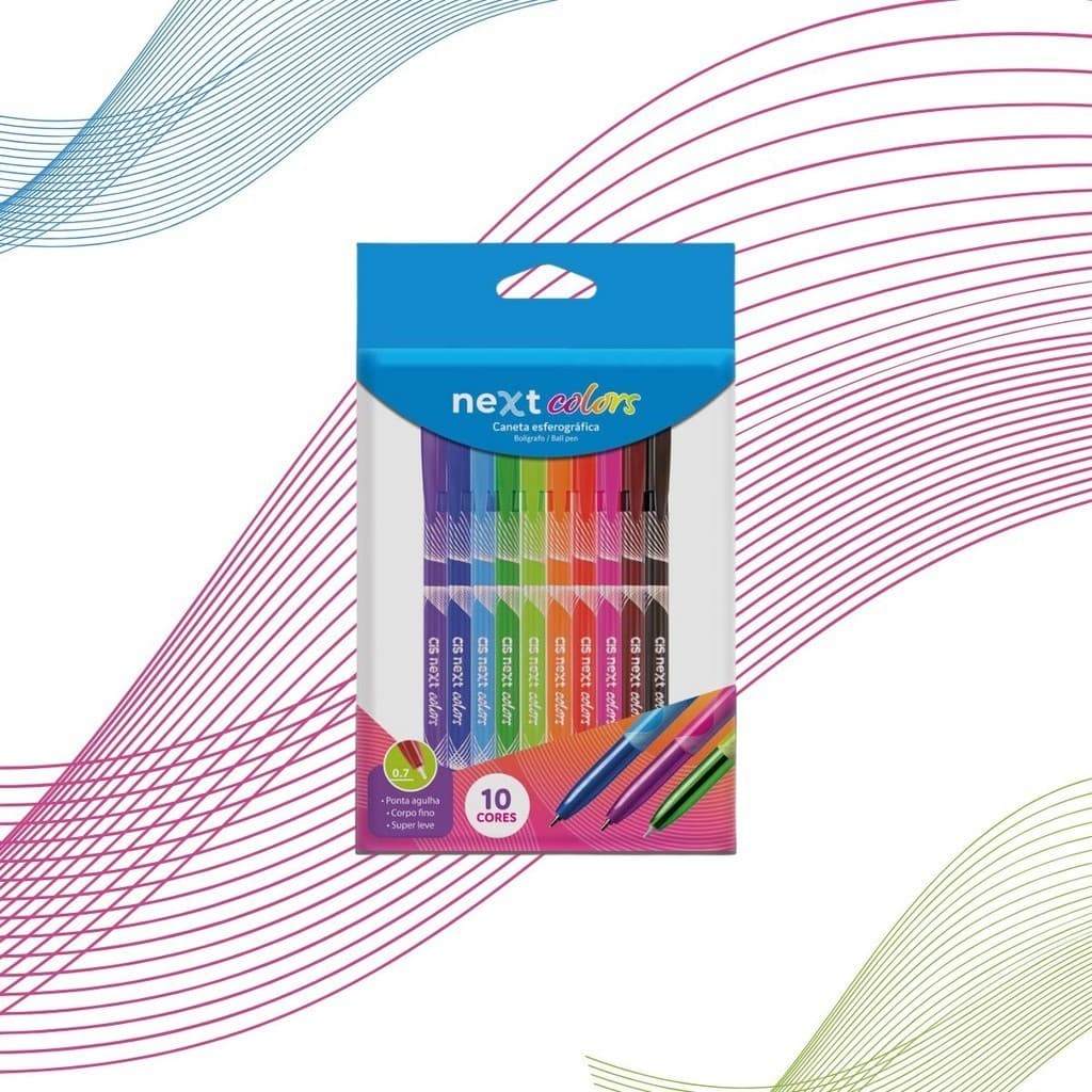 Estojo Caneta Esferográfica Next Color Cis Com 10 Cores