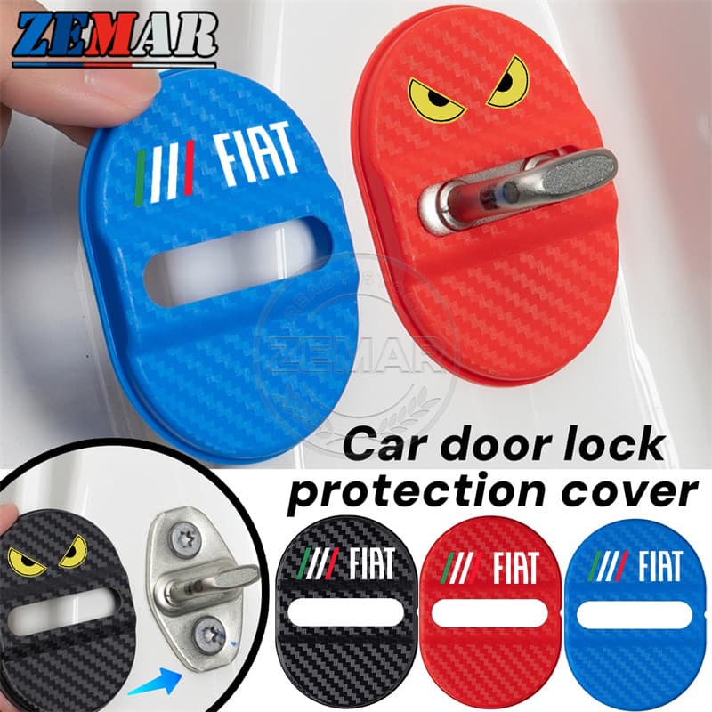 4 Unidades Nova Capa De Proteção Para Fechadura De Porta De Carro Fiat Textura De Fibra De Carbono Fivela De Acessórios 