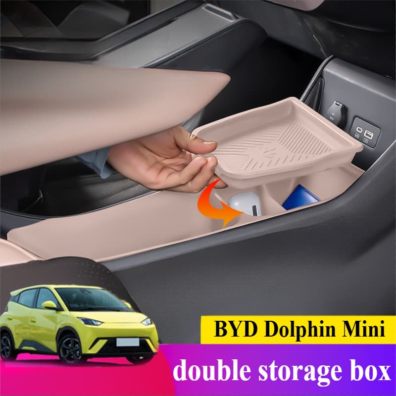 Para BYD dolphin Mini/Seagull Centro Console Organizador-Antiderrapante Silicone Dupla Camada Apoio De Braço Caixa De A