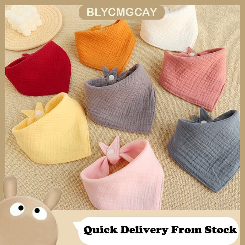 Baby Gauze Triângulo Lenço Duplo Fivela Recém-Nascido Babete Saliva Cor Sólida Toalha