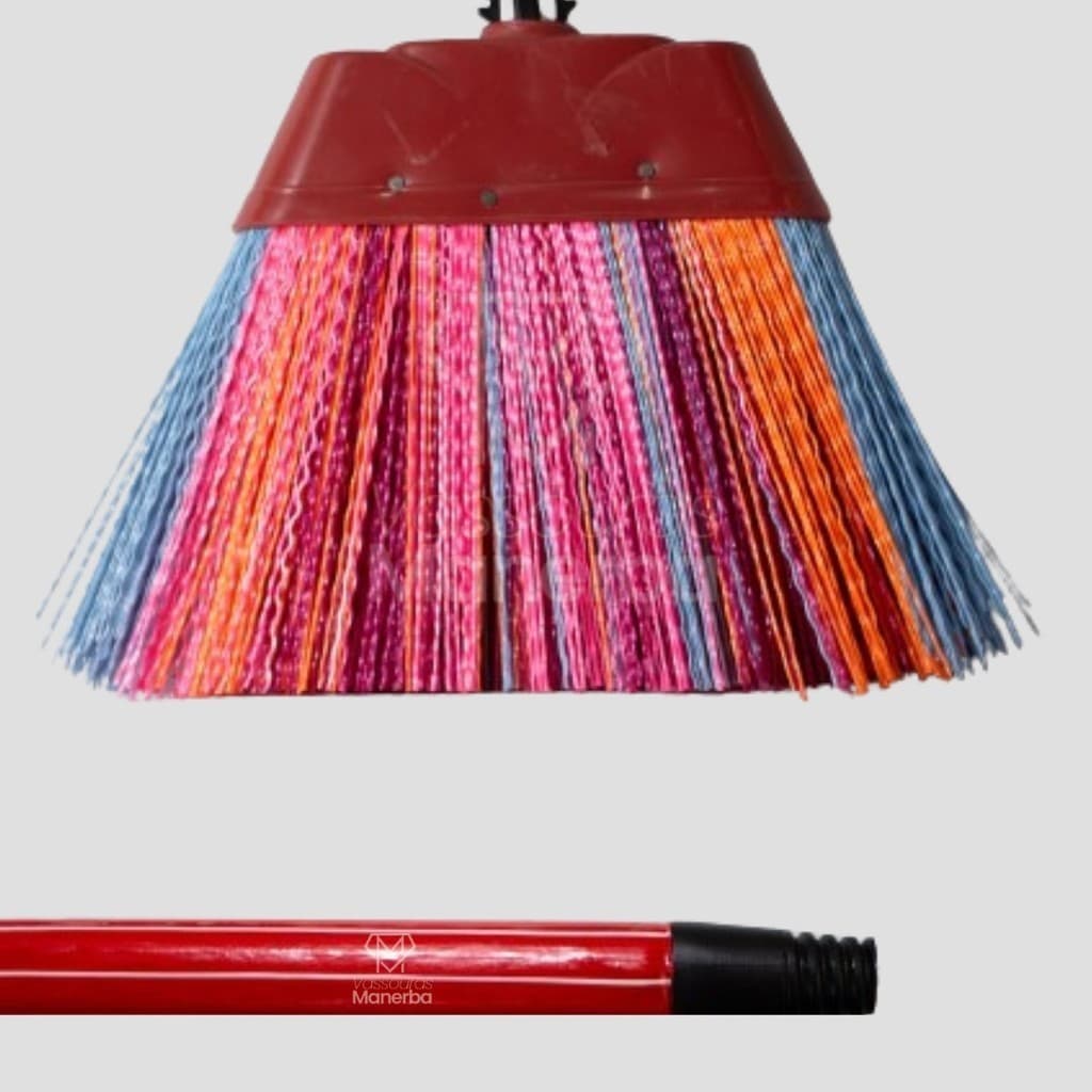 KIT VASSOURA DE NYLON COM CABO LISTRADO