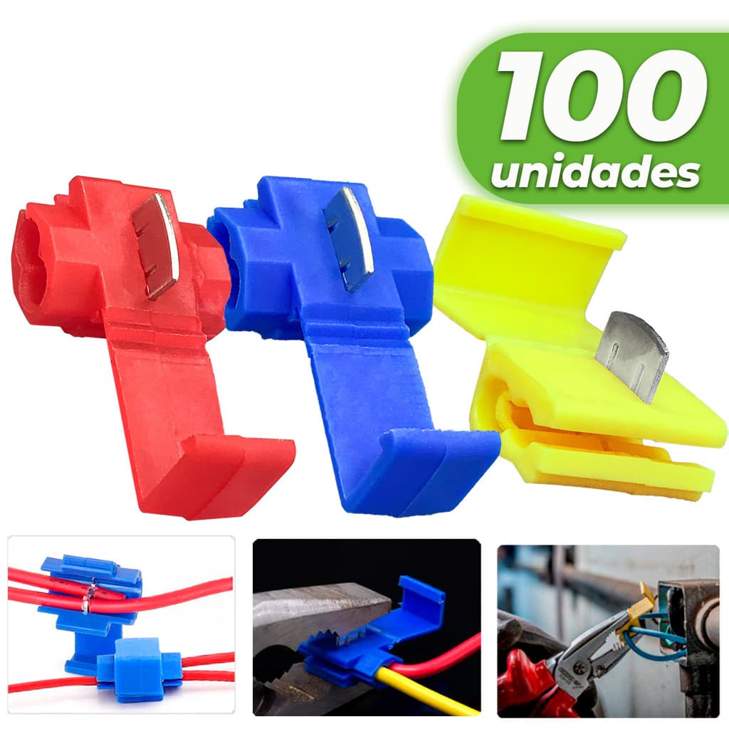 Kit 50 / 100 Conector Terminal Derivação Emenda Cabos Fios 0,5mm 6mm Conexão Elétrica todos tamanhos