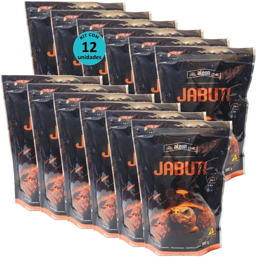 Alcon Club Jabuti Adulto 300g Super Premium Kit Com 12 Ração Para Jabuti Tartaruga Adulto