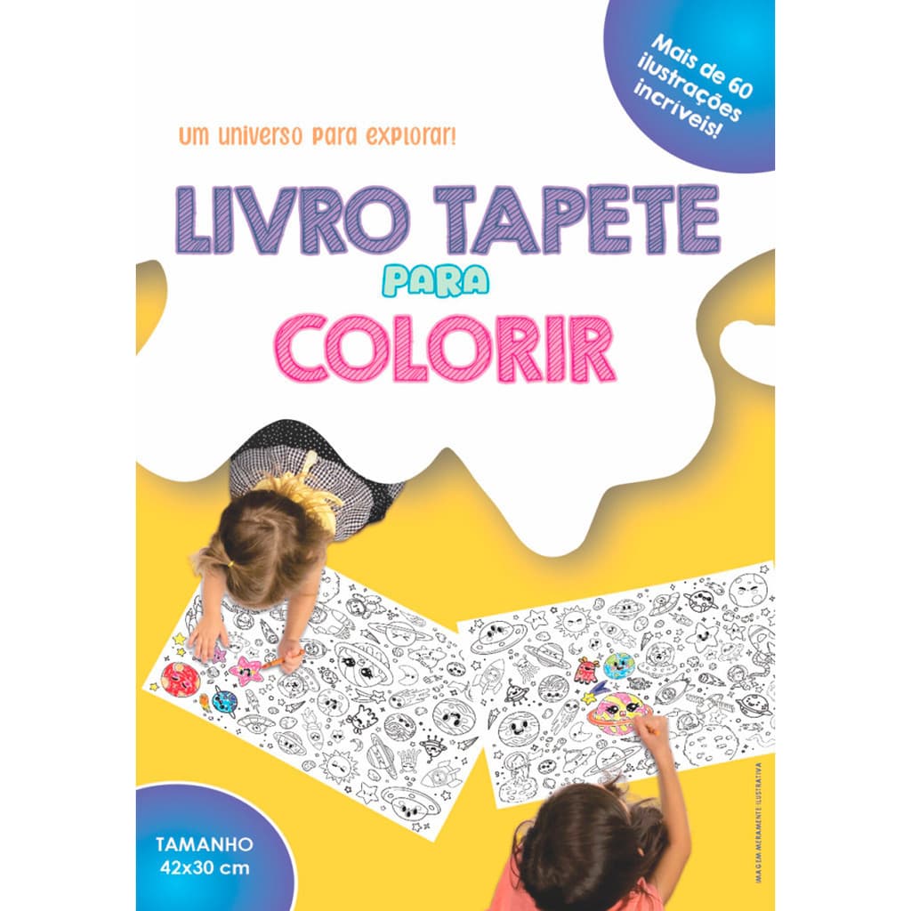 Livro de Colorir Infantil Educativo para Crianças Acima de 1 ano Menino e Menina - Desenhos do Universo 42x30cm