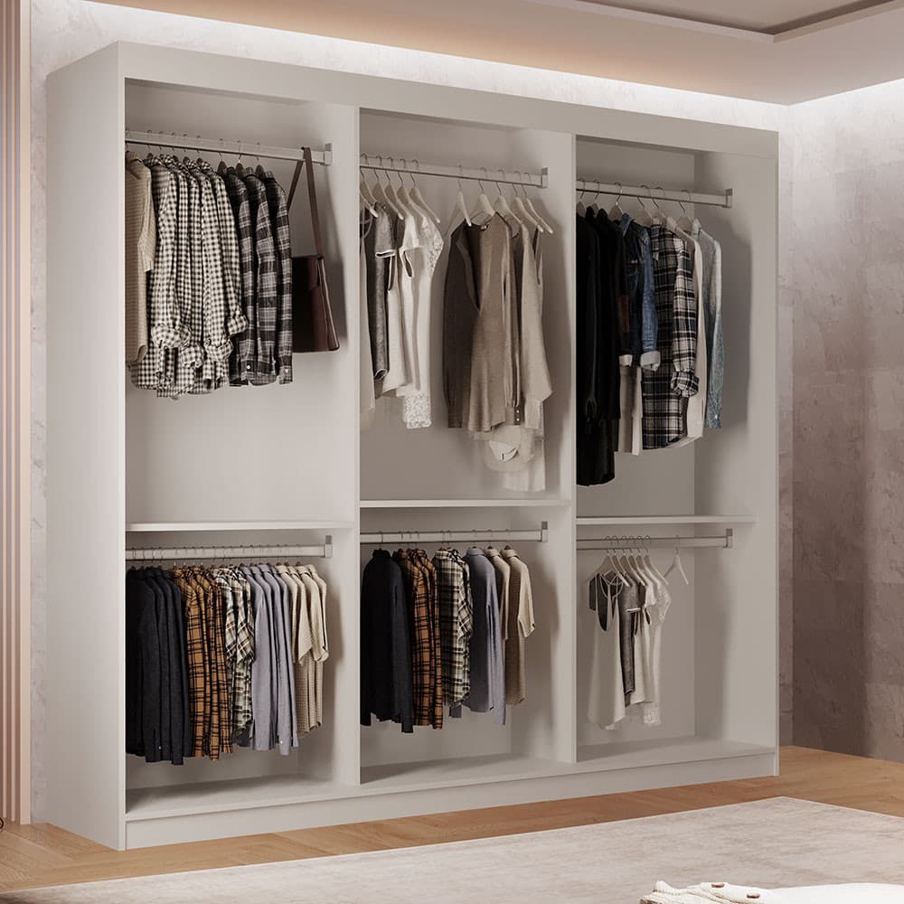 Closet Light 3 prateleiras e 6 cabideiros convencional MDF Moderna