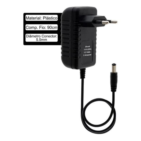 Fonte de Energia Estabilizada 12V 3A Bivolt com Plug P4 – Para LED e CFTV