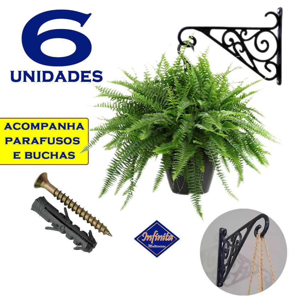 Kit 2 a 6 Suporte para vaso de plantas parede mão francesa jardim vertical