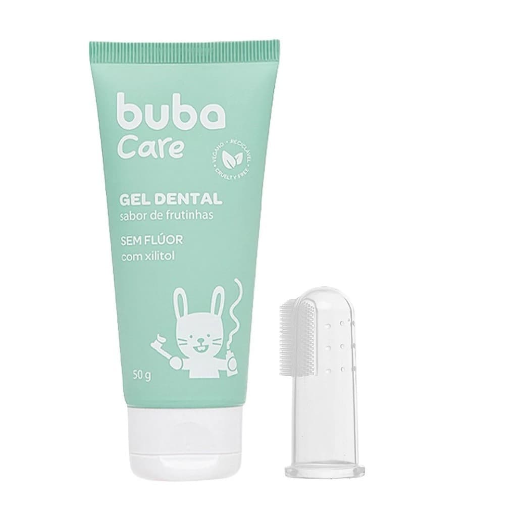 Gel Dental sem Flúor com Escova Massageadora Buba Care 50g (0m+) - Buba Buba