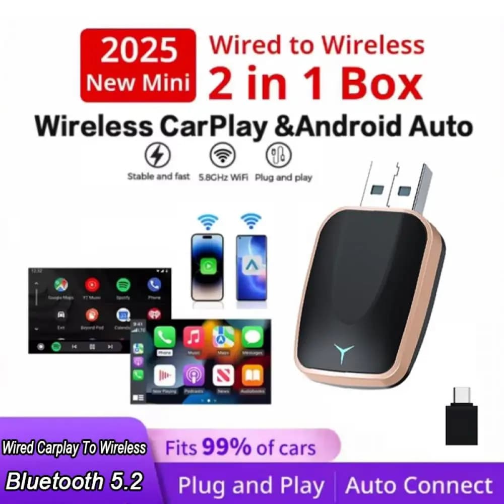 Novo Conectar Ao CarPlay Sem Fio E Android Auto 2 Em 1 Mini Adaptador 5GHz WiFi5 Funciona Com 99 % Original/Carros Autom