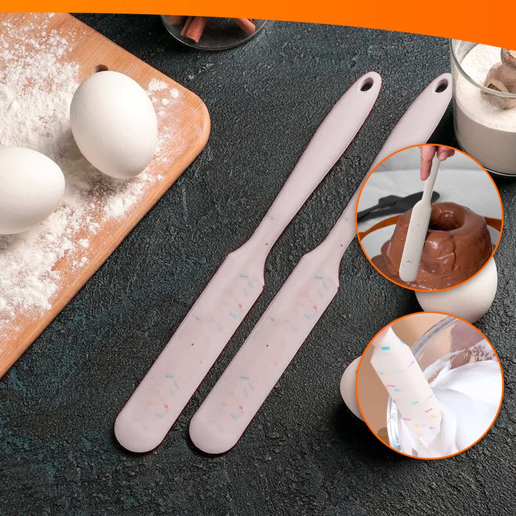 Kit 2x Espátulas Raspadora Confeiteiro Fina De Silicone Antiaderente Cozinha