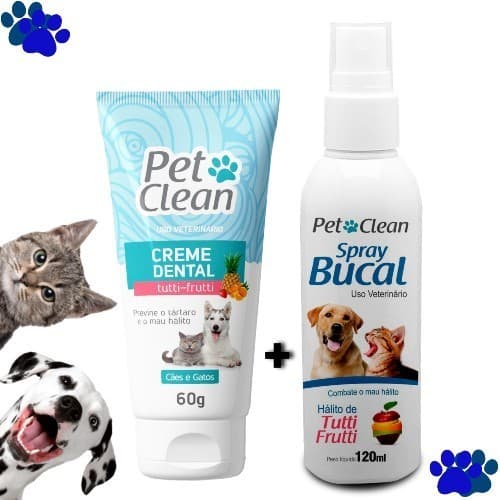 Kit Saude Oral Caes Spray Bucal, Creme Dental Pasta De Dente Para Pet Cachorro Gato Pet Clean