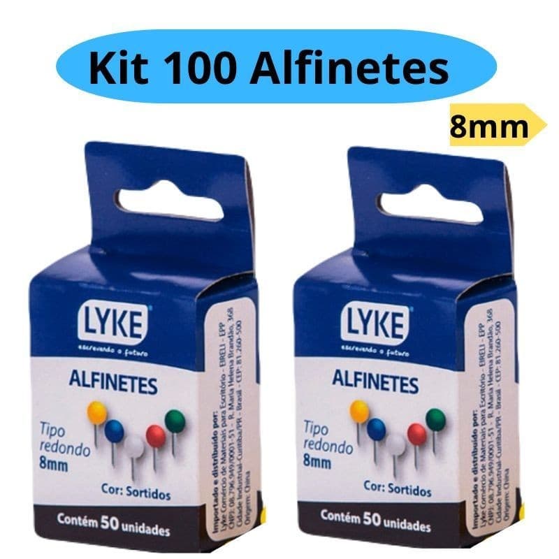 100 Alfinetes 8mm Tipo Taça Coloridos Para Lousa Mapas Cortiça Feltro Lyke
