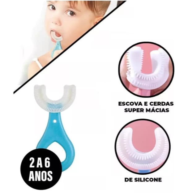 Escova Infantil De Dente Formato U 360° Macia De Silicone Ideal Para Bebês e Crianças Com Higiene Segura e Eficiente