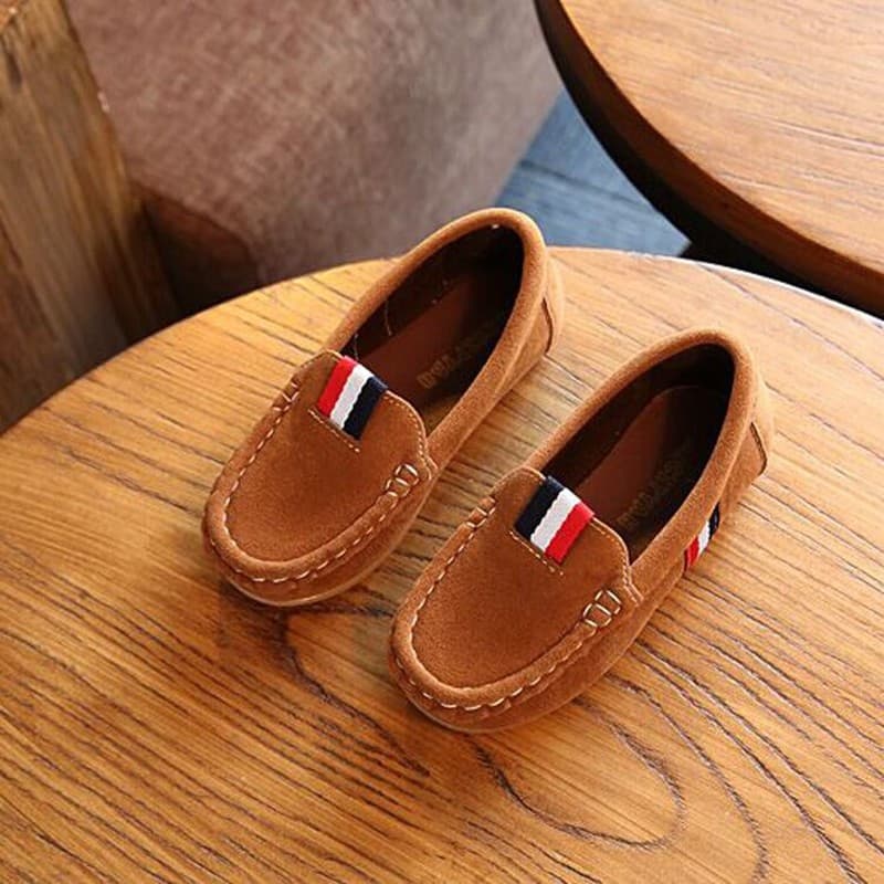 Crianças Meninos Sapatos Baixos Para Bebês Pontos Sapato Camurça Marrom Antiderrapante Sola Macia