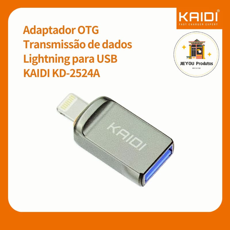Adaptador OTG Transmissão de dados de Lightning para USB KAIDI KD-2524A
