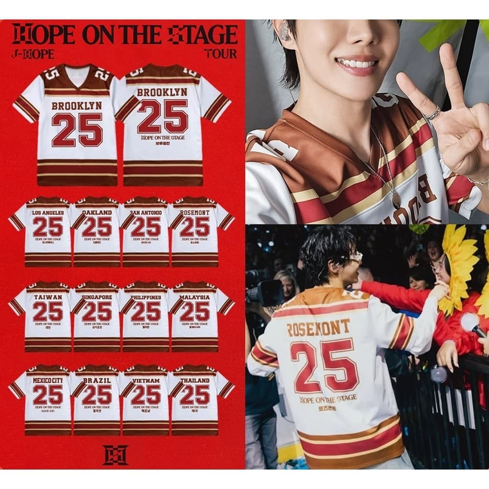 KPOP BANGTAN J-HOPE ON THE STAGE TOUR Merchandise Moletom Camiseta Retro Street Solta Estampa Respirável Manga Curta Top