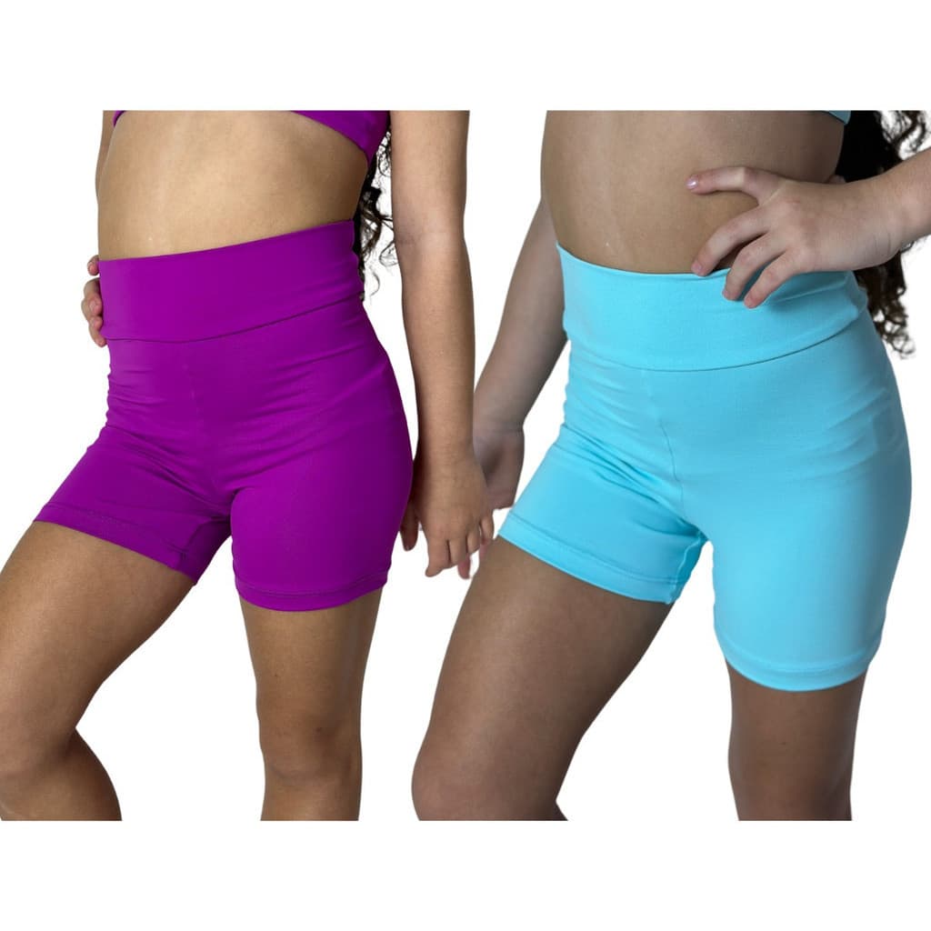 Short Infantil Fitness Ginastica Kids Poliamida Kit Com 2 Un