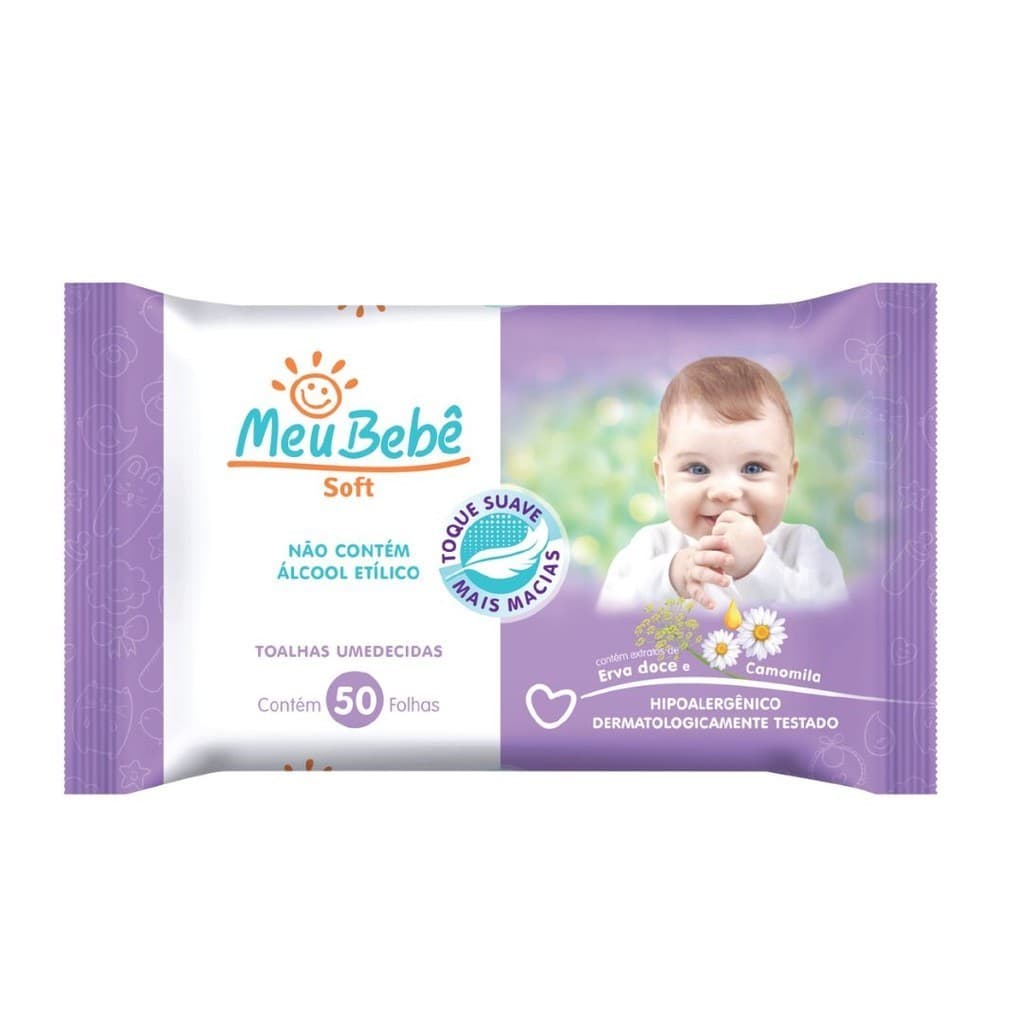 Lenço/Toalha umedecida Meu Bebê Soft c/ 50 Unidades