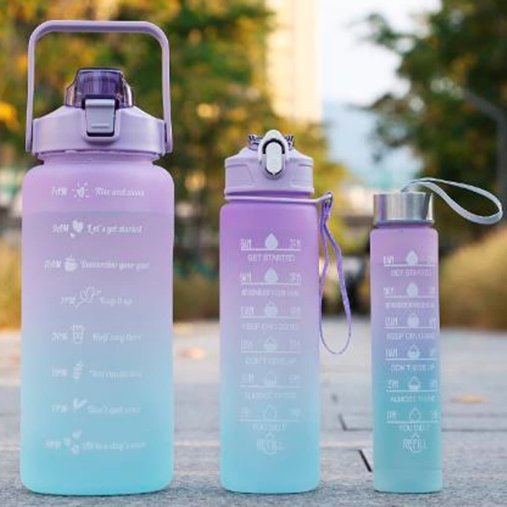 Kit da Garrafa De Água Portátil De Grande Capacidade Gradiente De 300+900+2000ML Para Viagens
