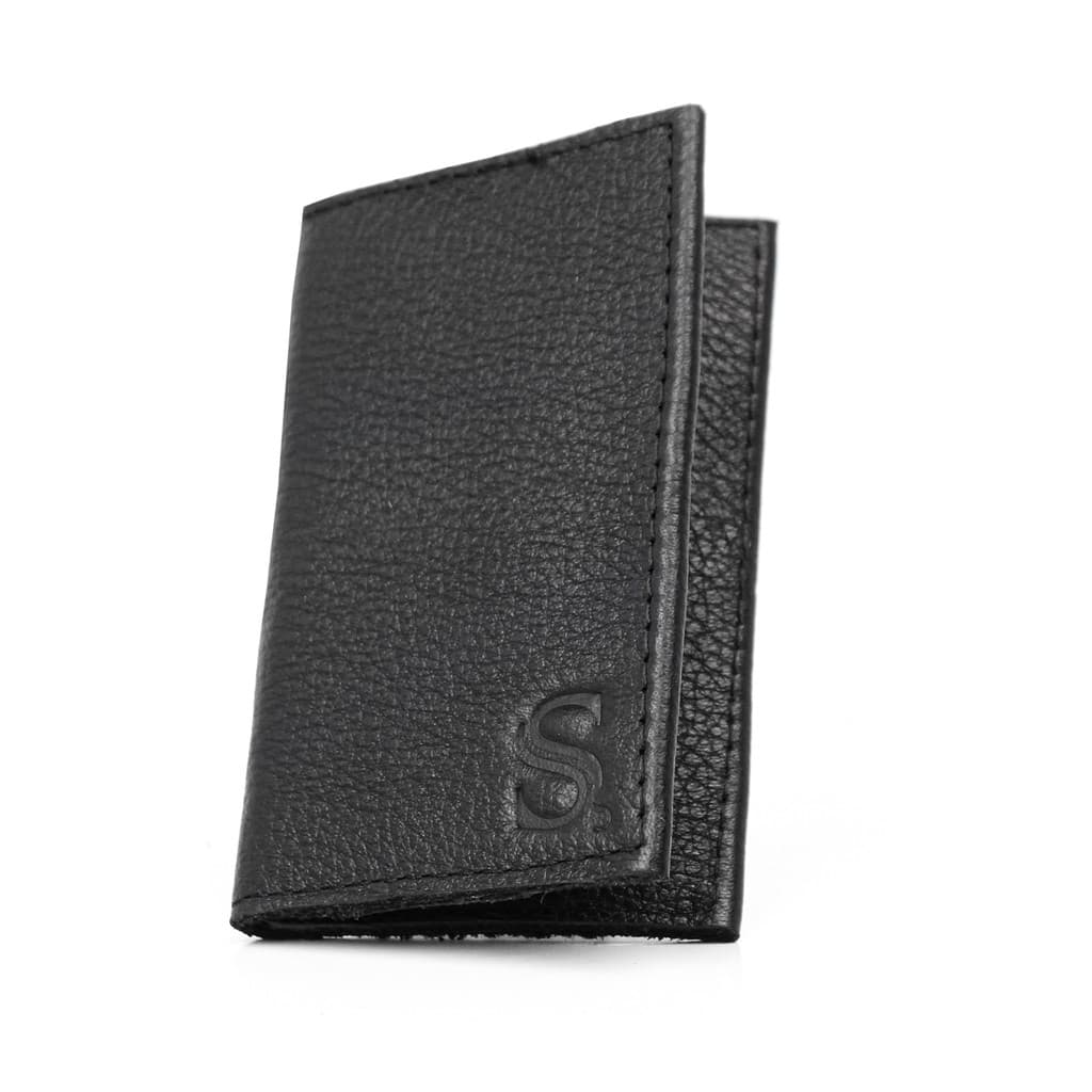 Carteira Porta Cartão Slim Couro Legitimo Preta Fina Rg Cnh Cartões Cedulas Documento Minimalista