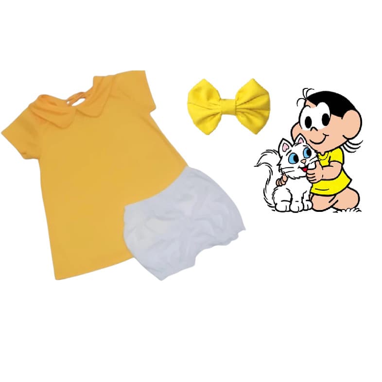 Fantasia Infantil Magali Vestido Amarelo