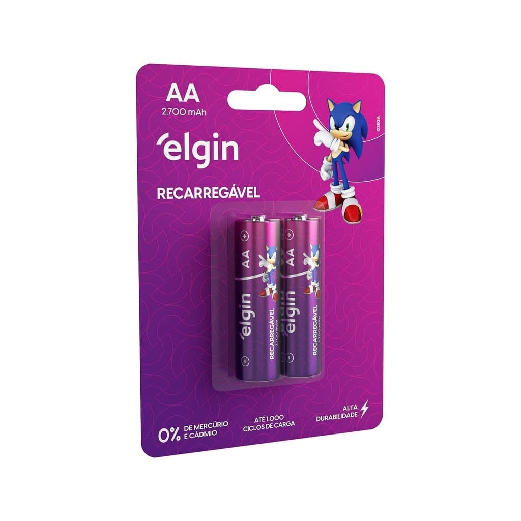 Pilha recarregável Aa 2700mah com 2 unidades Elgin