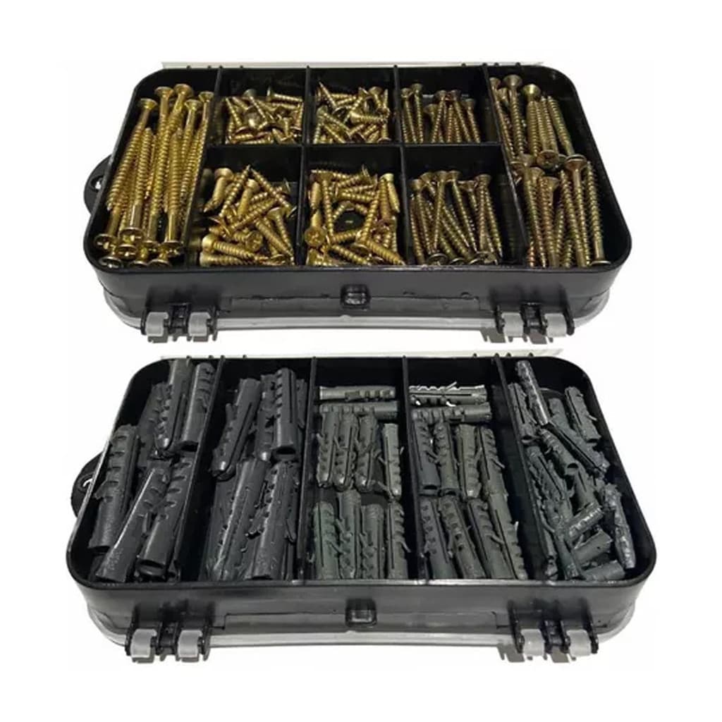 Kit Combo 200/300/500 pçs Parafusos Chipboard Philips Buchas com ou sem Maleta Cx estojo organizador