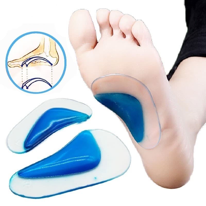 Palmilha Gel Arco Plantar Ortopédica Pé Chato Cavo Silicone