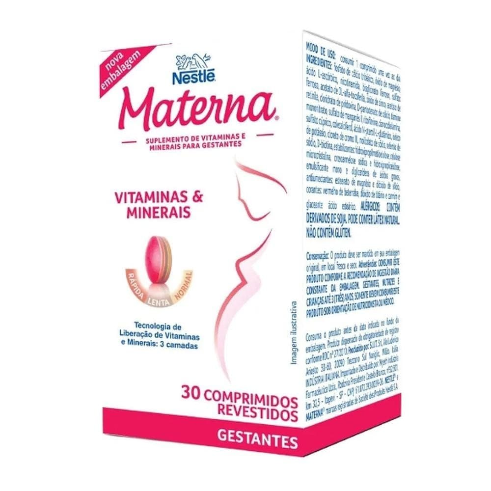 Materna Suplemento Vitamínico Mineral para Gestante 30 Comprimidos