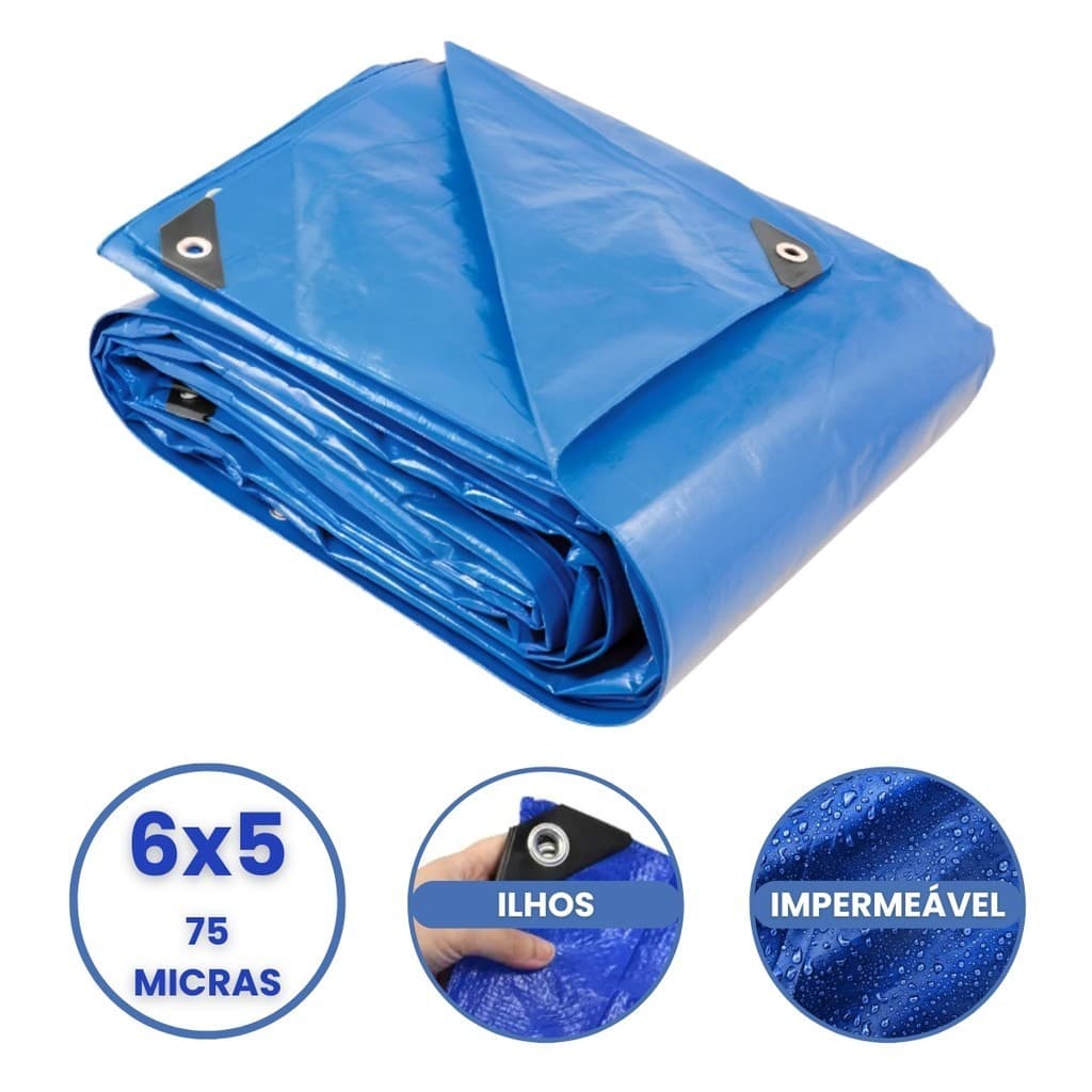 Lona Plastica Cobertura Impermeavel Azul 6x5 Starfer