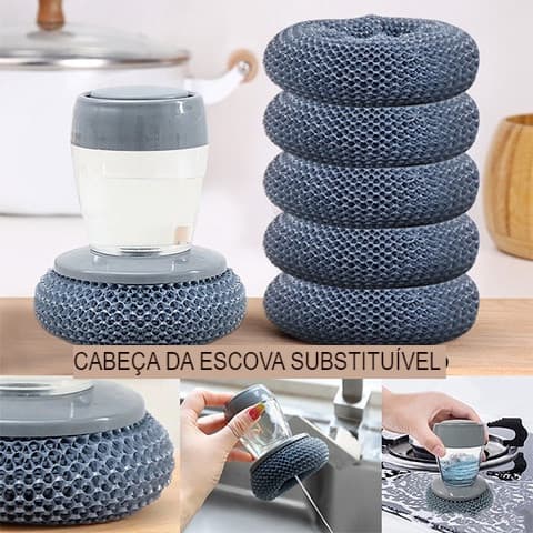 Escova de Louça/Panela De Aço com Dispenser Recipiente para Detergente Fogão Cozinha Limpeza Esponja