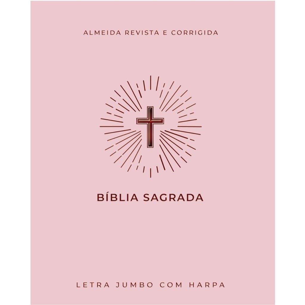 Bíblia Sagrada | Letra Jumbo | ARC com Harpa | Palavras de Jesus em Vermelho | Cruz Rosa