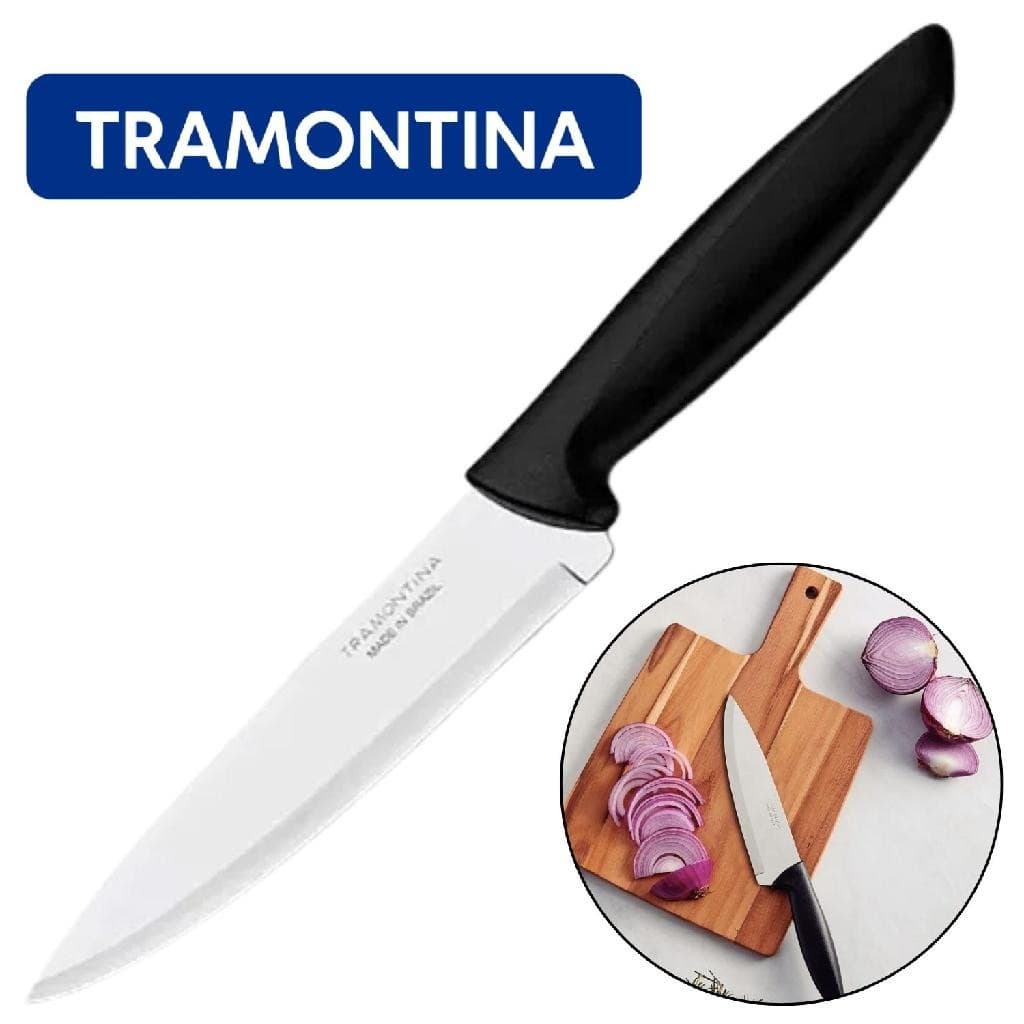 Faca Chef Tramontina Plenus Com Lamina em Aço Inox e Cabo Preto 7