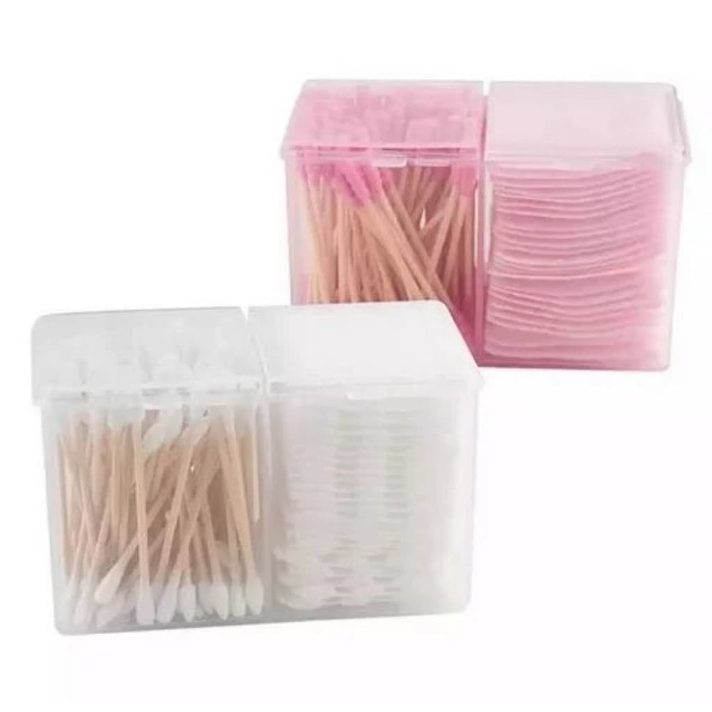 Caixa Porta Algodão Prensado com 2 Divisórias para Cotonete