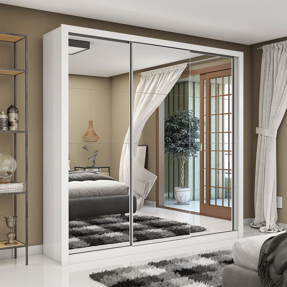 Guarda Roupa Galaxy 3 Portas de Correr com Espelho Galaxy