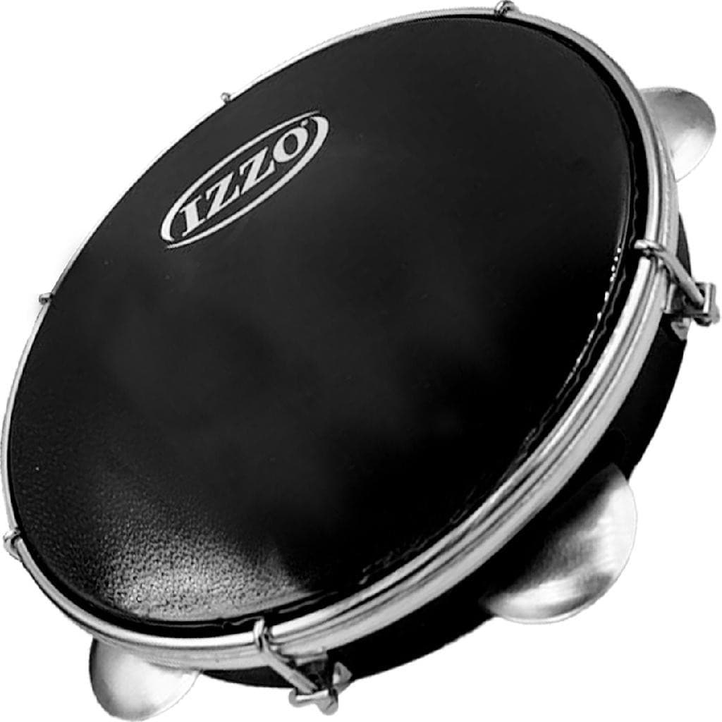Pandeiro 10 Polegadas Izzo Preto Em Abs Pele Preta com Chave