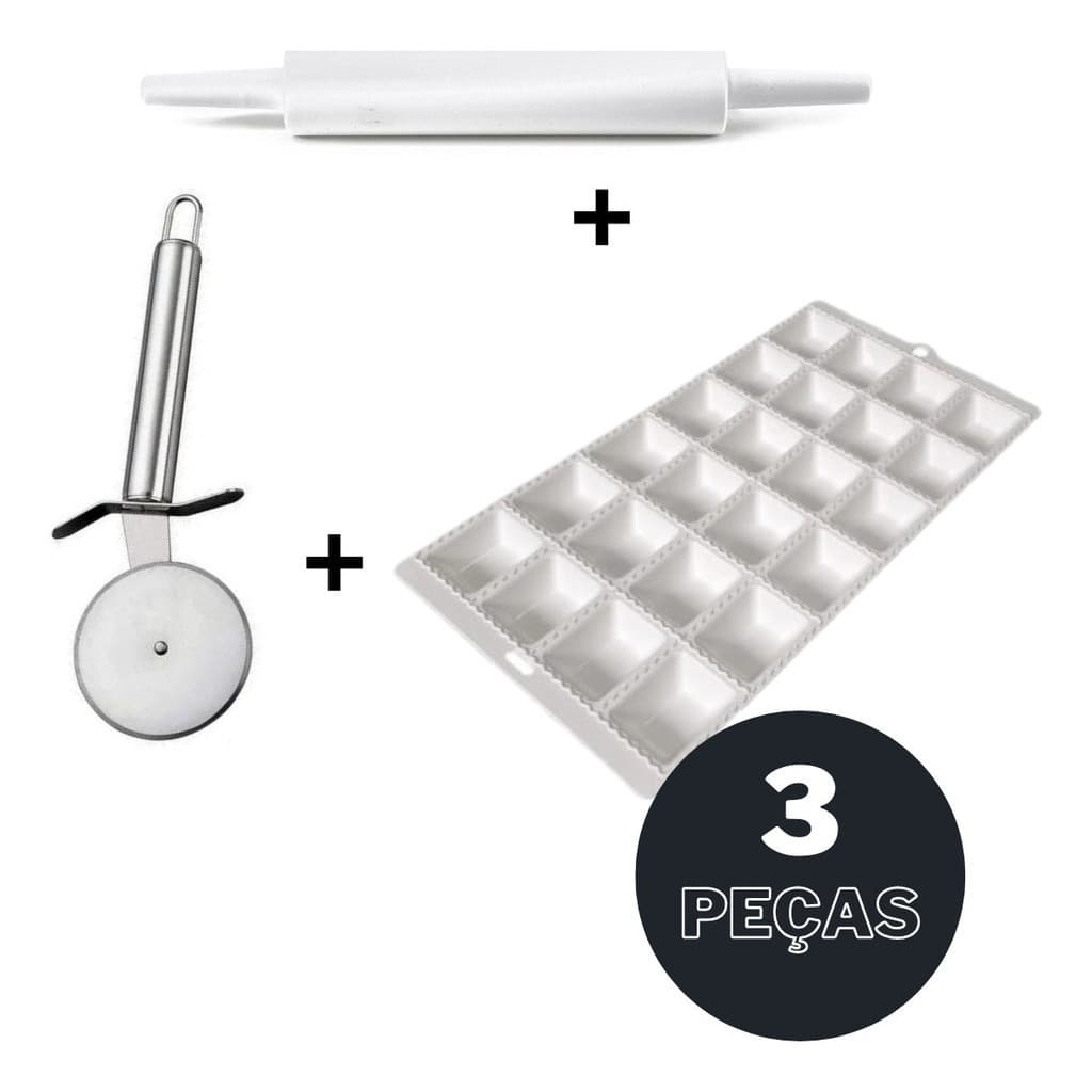 Kit Forma Ravioli E Mini Pasteis Massa 3 Peças