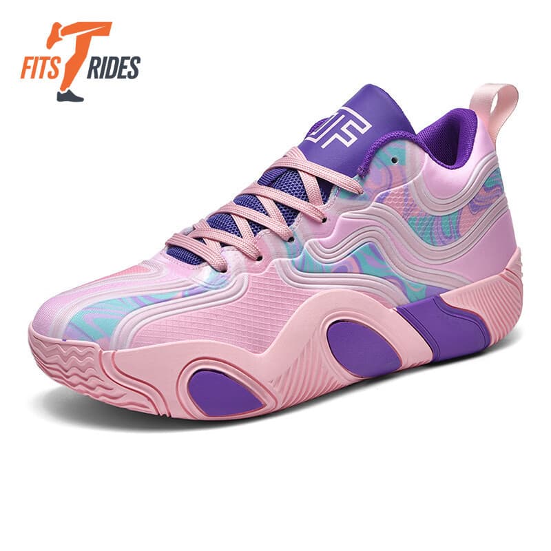 Tênis de Basquete Sapatos de Basquetebol Rosa Masculino Feminino Antiderrapante Tênis de Vôlei Amortecimento Choque