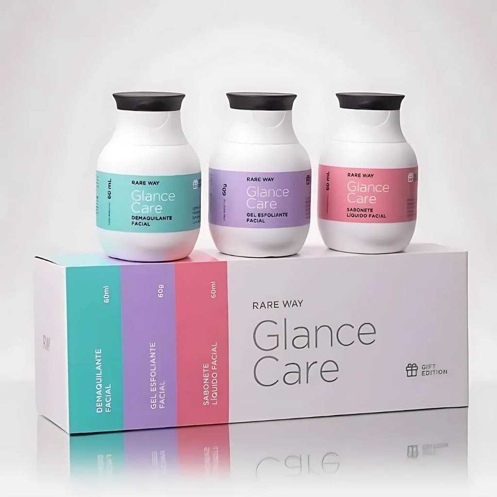 Kit Baby Glance Care Sabonete + Demaquilante + Esfoliante Rare Way Skincare Henna Designer Presente