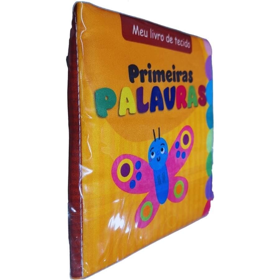 Livro de Tecido para Bebê Primeiras Palavras Coleção Meu Livro de Tecido com Mini Chocalho