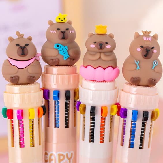 Caneta Capybara Dez Cores Criativa Papelaria Presentes Prêmios De Material De Escritório Para Estudantes
