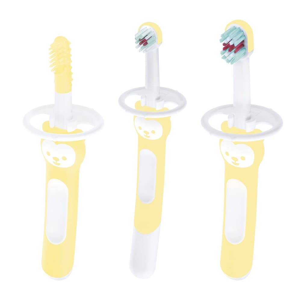 Escova Mam Brushes Trio Bebê 3+ Meses Amarela