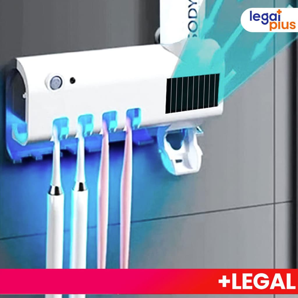 Porta Pasta de Dente Automático com Sterilizador UV e Suporte Escova de Dente