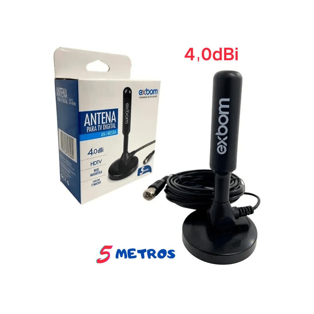 ANTENA PARA TV DIGITAL 4.0dBi HDTV AN-l4050B EXBOM 5METROS