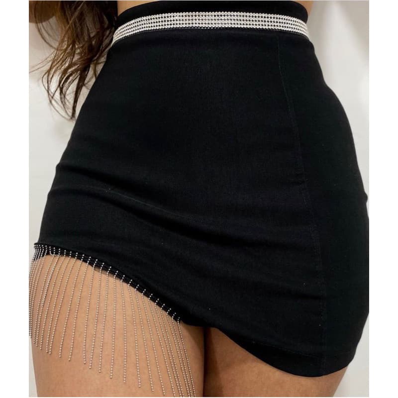short saia feminino  bengaline com strasss tendência promoção