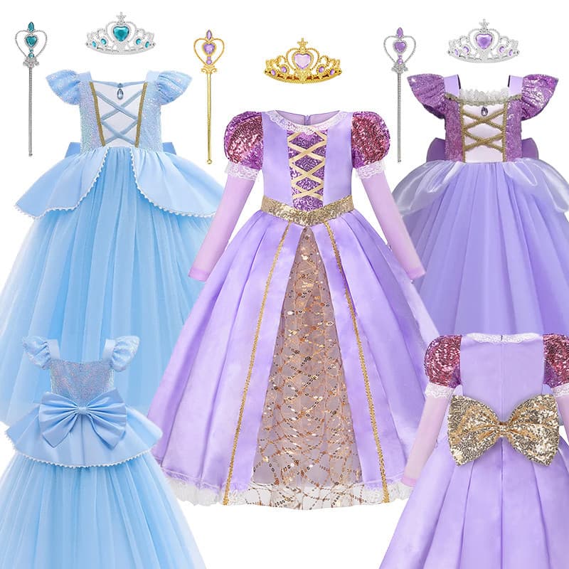 Menina Rapunzel Cinderela Vestido De Princesa Crianças Halloween Festa De Aniversário Roupas Cosplay Traje